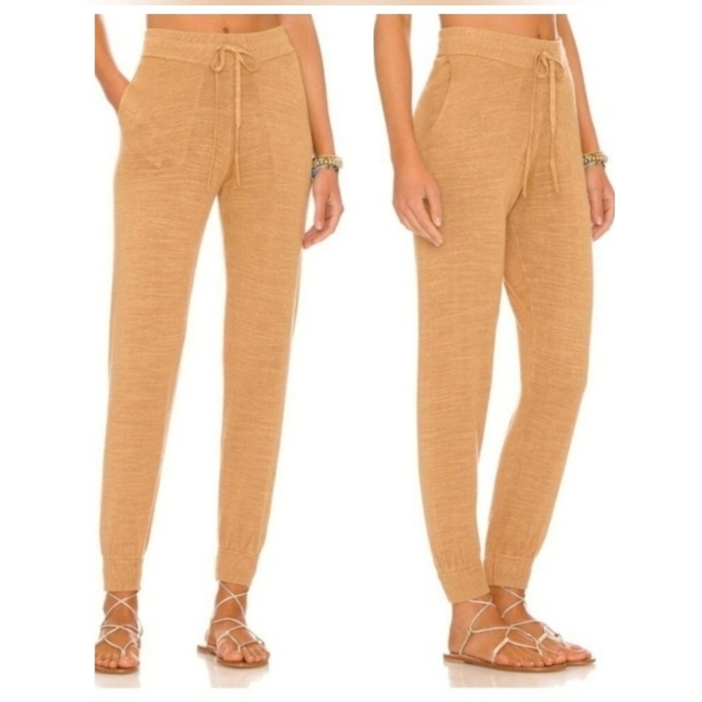 NWT L*Space Azores High Waisted Knit Pocket‎ Loungewear Jogger Pants Tan Women M